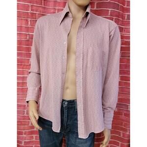 Tarleton Vintage 60's 26.5/34 GEO Print Butterfly Collar Button Men's Shirt #C